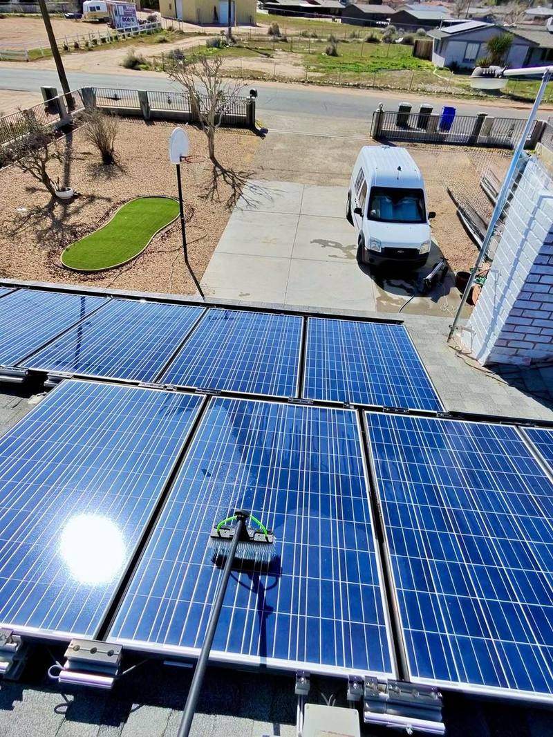 Solar panel cleaning before and after high desert CA